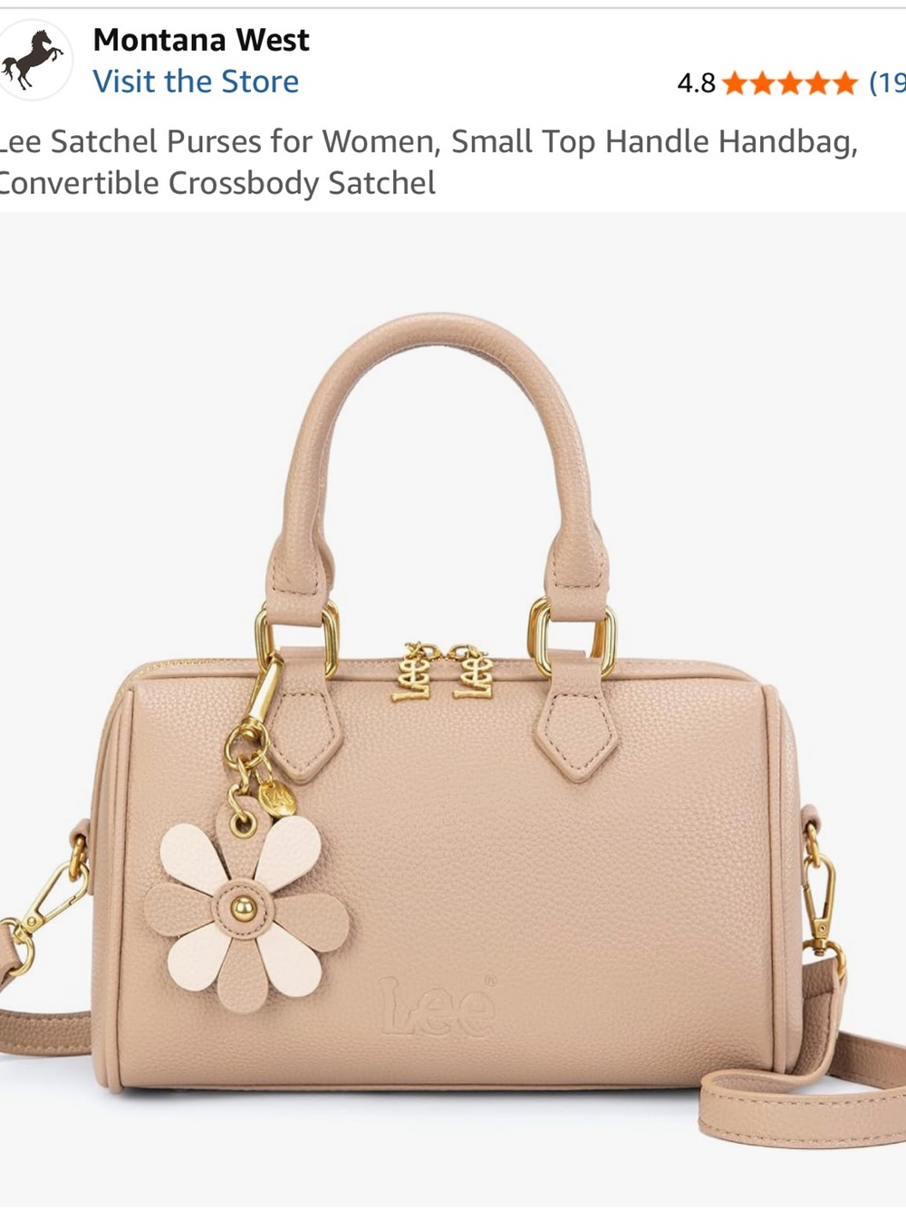 NWT Lee Khaki Beige Small Satchel Top Handle Crossbody Purse